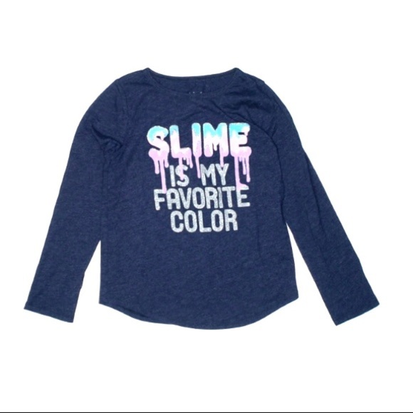 Jumping beans long sleeve T-shirt slime is my favorite color Graphic glitter grl - Picture 1 of 5